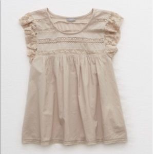 Aerie sea breezy lace flutter sleeve top